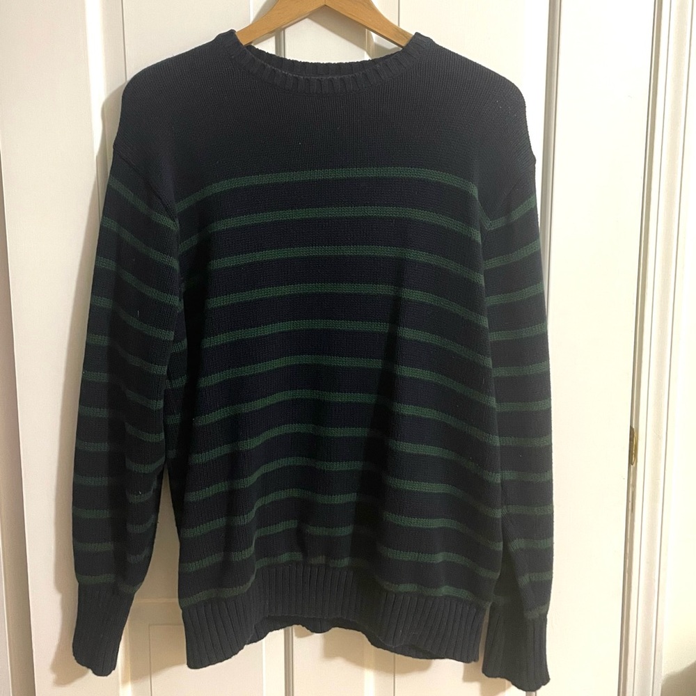 Brandy Melville Brianna Cotton Thin Stripe Sweater in Navy and Green OS